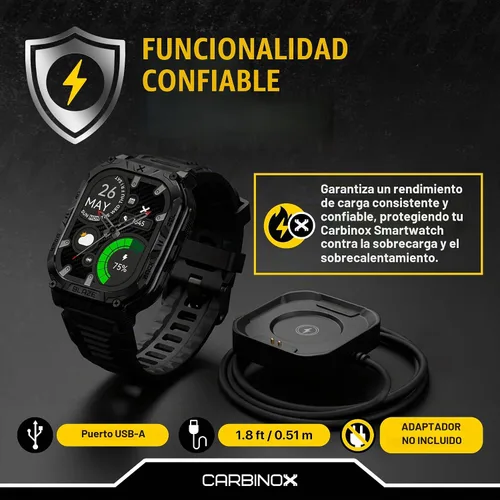Vista 3 de CARBINOX Cargador de reloj inteligente, cable de carga USB magnético de 2 pines Blaze S