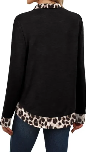 Vista 5 de OFEEFAN Camisas tipo polo de manga larga para mujer, trajes de profesores de otoño