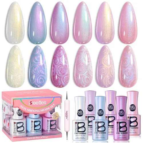 Vista 19 de Beetles - Kit de 23 esmaltes de uñas de gel con luz UV, kit de esmalte de gel de 12 colores 1-Elegancia acogedora