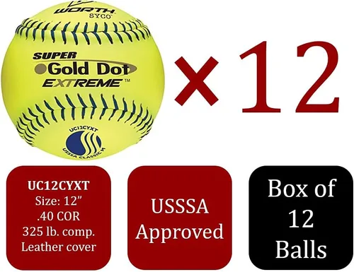 Vista 2 de Worth Softballs de lanzamiento lento Aprobado por la USSSA 12 unidades Múltiples opciones