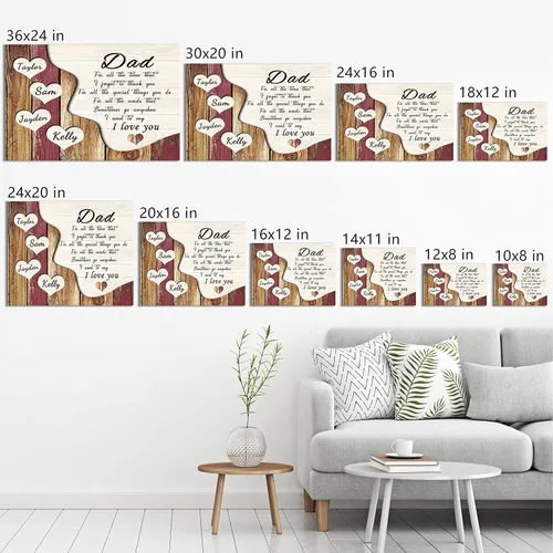 Vista 6 de Eternalart Regalos únicos para papá, abuelo, esposo de hija, hijo, esposa, impresiones en lienzo personalizadas con nombres de niños para padre