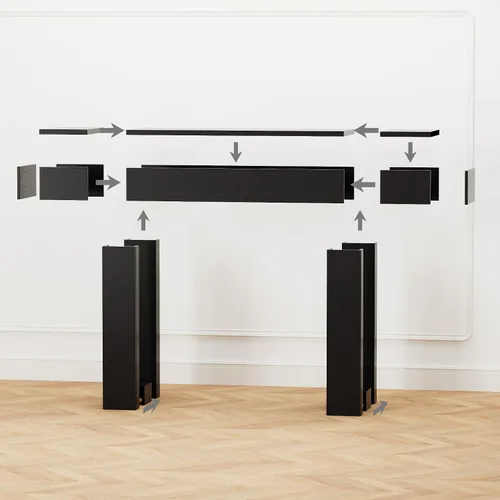 Vista 9 de Mesa consola de 63 pulgadas de largo con salidas y puertos USB, mesa rectangular estrecha para sofá detrás del sofá, mesa de entrada de granja
