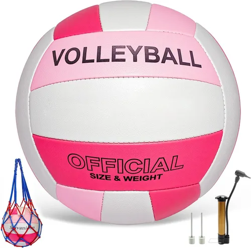 Vista 11 de Balón de Voleibol Tamaño Oficial 5 para Interior y Exterior, Kit de Voleibol Blando de PU Más Grueso con Bomba de Bola para Juego en la Playa