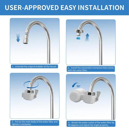 Vista 2 de Filtro de agua para grifo del fregadero, filtro de agua del fregadero, reduce el cloro, la arena y los olores, purificador de agua de modo doble