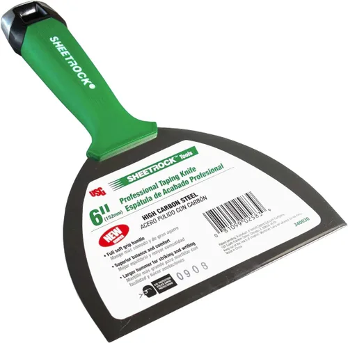 Vista 2 de USG Sheetrock Serie Pro Cuchillo de cinta para yeso de acero azul con mango estilo Matrix + Mezclador de masilla gratis
