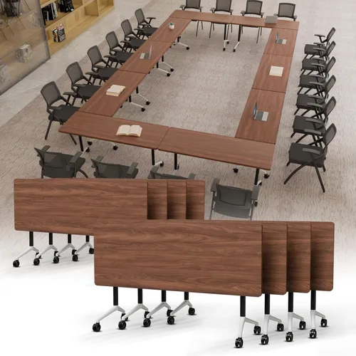 Vista 50 de Mesa de conferencias plegable, mesa de sala de conferencias con ruedas, mesa de conferencias plegable modular, mesas de reuniones de entrenamiento