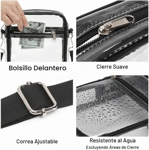 Vista 8 de PACKISM Clear Purse for Stadium Events - Clear Concert Bag for Women Negro