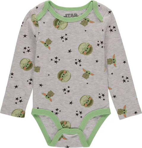 Vista 3 de STAR WARS Baby Boys Clothing 3-Piece Set - Baby Bodysuit, Pants, and Vest with Baby Yoda Print Baby Clothes