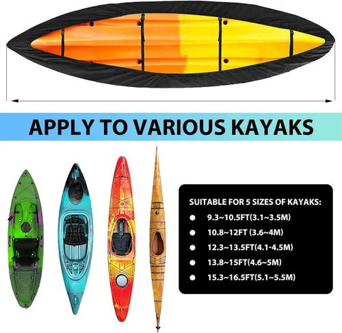 Vista 3 de Fundas impermeables para kayak de 10 a 16 pies para almacenamiento al aire libre, accesorios de cubierta de canoa, cubierta de lancha Oxford