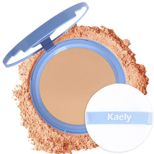 Vista 7 de Polvos compactos de control de aceite para el rostro de Kaely, polvo compacto mate de perfección, maquillaje de acabado duradero a prueba de agua