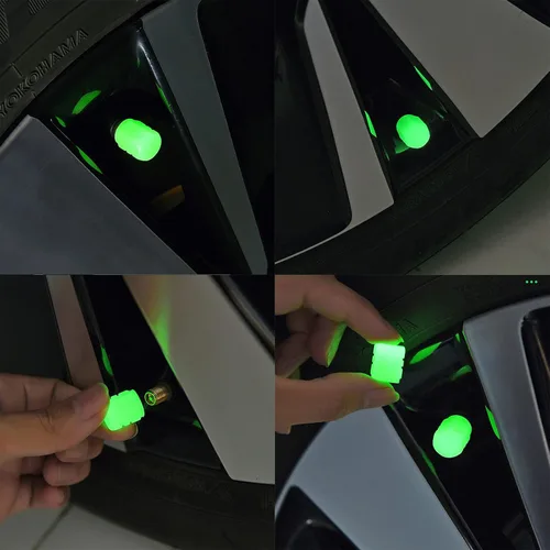 Vista 5 de 20 PIEZAS Tapas Fluorescentes para Vástago de Válvula de Neumático - Cubiertas Luminosas para Neumáticos de Vehículos Universales - Accesorios