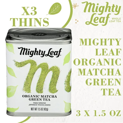 Vista 3 de MIGHTY LEAF Té verde matcha orgánico, 1.5 oz ea, paquete de 3