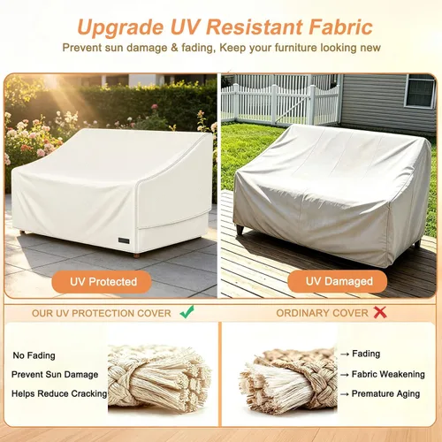 Vista 5 de NettyPro Funda de sofá biplaza para exteriores, impermeable, de 3 plazas, muebles de patio, banco, 58 pulgadas de ancho x 37 pulgadas de profundidad
