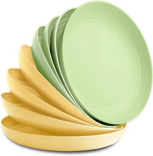 Vista 12 de Nook Theory Juego de 8 platos reutilizables de paja de trigo - Platos de cena no tóxicos y sin plástico para niños y adultos, plato ligero