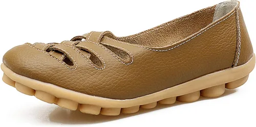 Vista 17 de VenusCelia Mocasines planos para caminar con nidos trenzados para mujer Beige