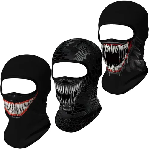 Vista 17 de Pasamontañas 3D, máscara de cara completa, resistente al viento, máscara de esquí con calavera táctica para motocicleta, ciclismo, Halloween 4