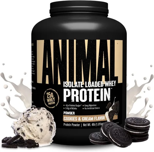 Vista 12 de Animal Whey Protein Isolate Powder 25g Protein Banana Split 2lb