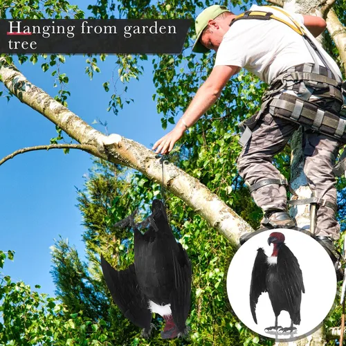 Vista 5 de Tenceur 1 pieza de Efigie de buitre sintético de 18 pulgadas, señuelos de buitre falsos grandes simulados de plumas completas, pájaro realista