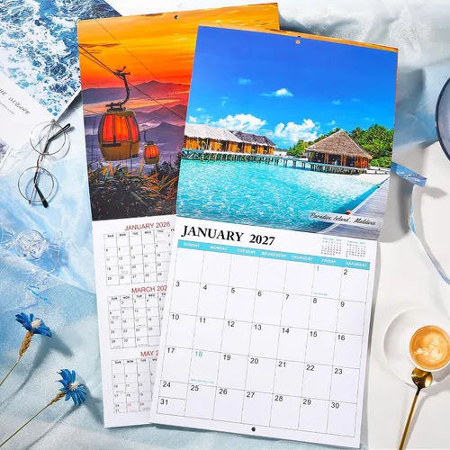 Vista 7 de Calendario de pared 2026, 12 meses de enero de 2026 a diciembre de 2026, cuadrado mensual, 12 x 24 pulgadas (abierto), con papel grueso
