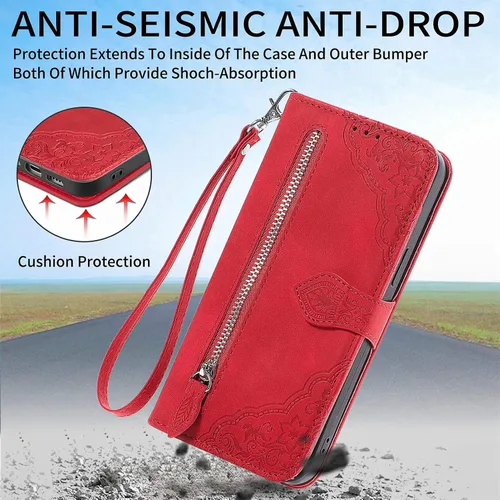 Vista 5 de Funda compatible con Xiaomi Poco X3 GT, cartera con cremallera, compatible con Redmi Note 10 Pro (China) 5G de piel sintética con cierre magnético
