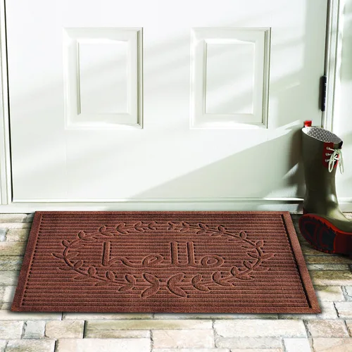 Vista 2 de Calloway Mills 103183660 Poly Hello - Tapete para interiores y exteriores, 3 pies x 5 pies, color marrón