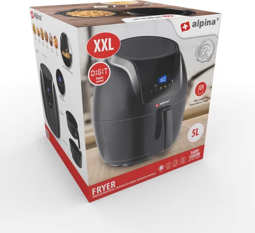 Vista 9 de alpina Air Fryer Oil Free Deep Fryer 5 Litre Electric Deep Fryer with Non-Stick Coating Digital Touch Screen 7-8 People