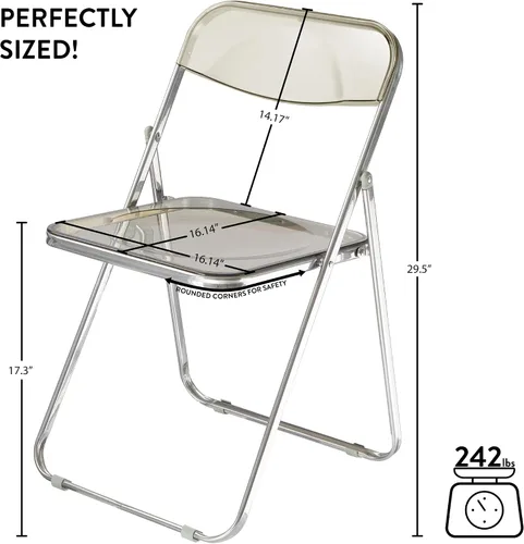 Vista 3 de Urban Lifestyle Silla plegable moderna de acrílico transparente con marco cromado, negro