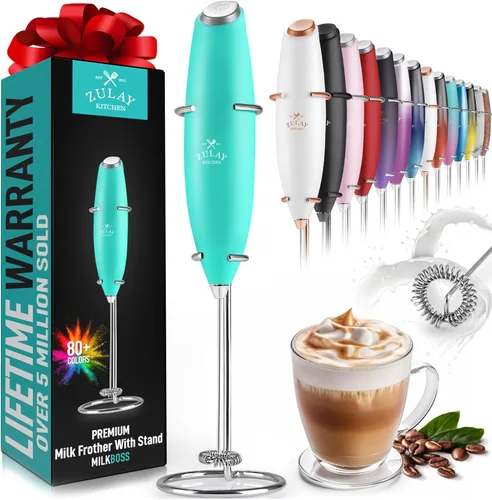 Vista 251 de Zulay Milk Boss Espumador de leche potente manual, hace espuma para latte, batidor para mezclar bebidas, café, miniespumador para capuchino, frappé