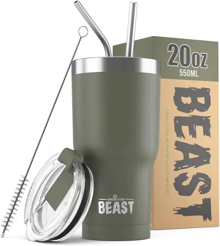 Vista 43 de Beast Vaso de 10 oz de Acero Inoxidable con Aislamiento al Vacío para Café y Hielo de Doble Pared Termo de Viaje (Blanco Ártico)