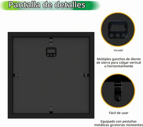 Vista 3 de FrameWorks Marco de Caja de Sombra de Madera Negra de 8" x 8" – Vitrina con Parte Trasera de Fieltro Suave, Caja de Memoria con Vidrio Templado Negro