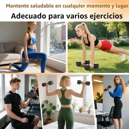 Vista 5 de Juego de 2 mancuernas ajustables, juego de mancuernas 4 en 1, pesas de mano para mujeres en casa, juego de mancuernas de 5 libras con mango cómodo