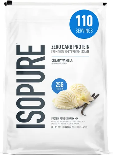 Vista 23 de Isopure Zero Carb 100% Proteína Pura de Suero Aislado en Polvo, Libre de Lactosa, Libre de Gluten, Con Vitaminas, Crema de Plátano, 25g de Proteína