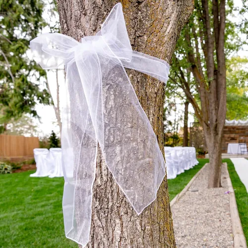 Vista 5 de 50 bandas de organza para silla para decoración de bodas, banquetes, fiestas, eventos, suministros para silla, lazos, bandas de cubierta - blanco
