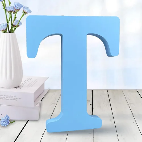 Vista 22 de AOCEAN - Letras de madera azul de 6 pulgadas, letras de madera sin terminar para decoración de pared, letras decorativas en pie, cortes de letras