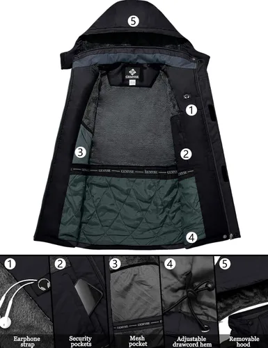 Vista 3 de GEMYSE Men's Mountain Waterproof Ski Snow Jacket Winter Windproof Rain Jacket