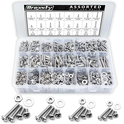 Vista 10 de Kit surtido de 246 tornillos hexagonales, tuercas, arandelas, acero