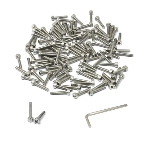 Vista 117 de iexcell Kit de tornillos de cabeza hexagonal de acero inoxidable 304, 100 unidades M2 x 0.157 in, paso de rosca de 0.016 in