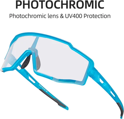 Vista 3 de ROCKBROS Gafas de sol fotocromáticas para hombres y mujeres gafas de ciclismo deportivas protección UV resistentes al viento gafas de bicicleta