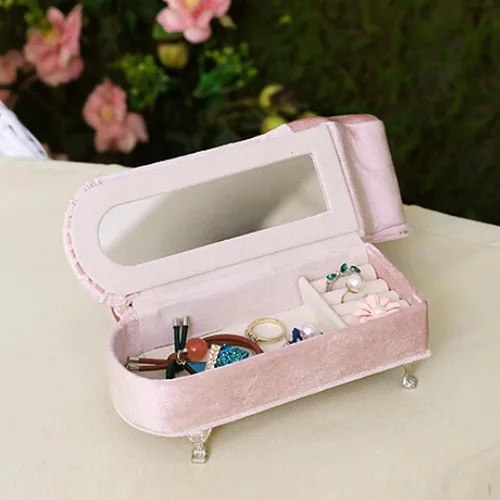 Vista 4 de Felite Fnn Joyero de franela de encaje, vitrina de armario vintage, organizador de joyas con diseño de sofá y cama
