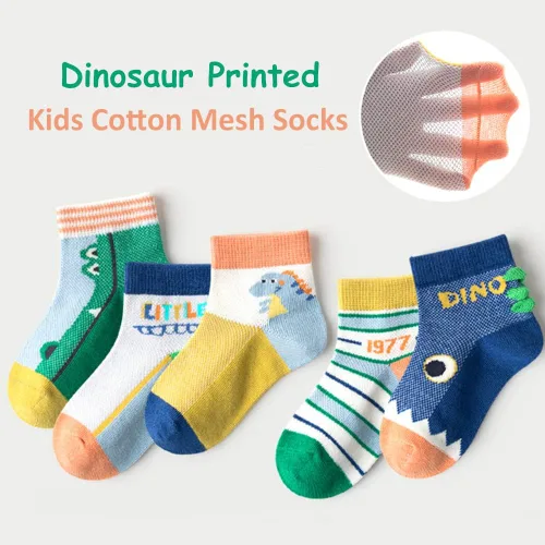 Vista 3 de SUITBOY Calcetines de malla de verano para bebés niños y niñas, calcetines de tobillo lindos de algodón, 5 pares