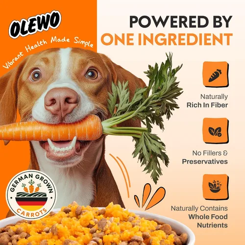 Vista 6 de Deshidratado de Olewo zanahorias suplemento del alimento de perro, tamaño del ensayo, 1 libra Real-food digestive support. Whole-food alternative