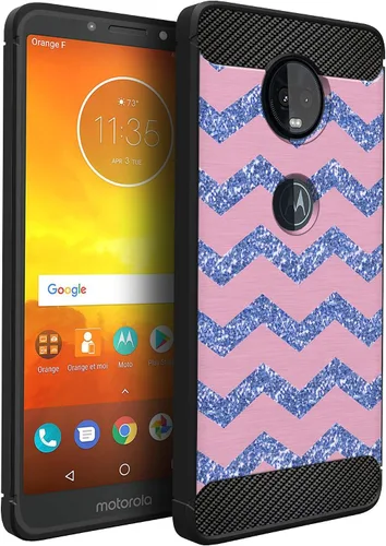 Vista 10 de CasesOnDeck - Funda ajustable compatible con Motorola Moto Z4 / Moto Z4 Play, fibra de carbono, protección contra golpes y caídas, TPU flexible