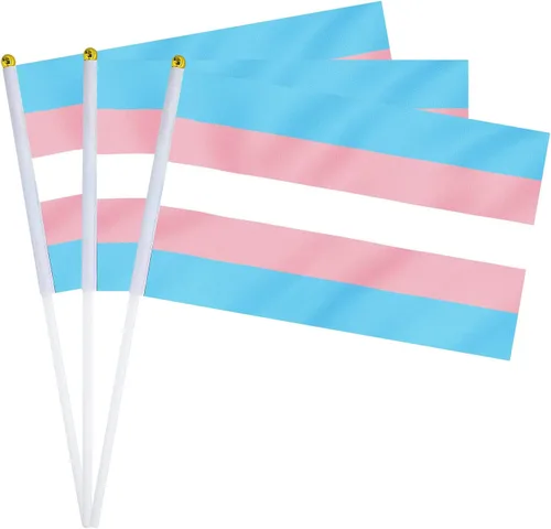 Vista 10 de Bandera bisexual con bandera bi, pequeña mini banderas de mano con orgullo bisexual en palos para desfiles, fiestas, festivales y decoraciones