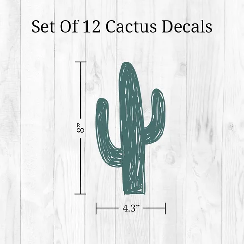 Vista 6 de Calcomanías de pared de cactus - Juego de 12 calcomanías de vinilo de 8 pulgadas para pared para guardería, dormitorio, cocina, aula, decoración