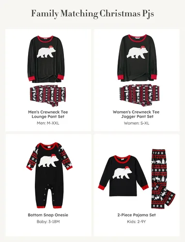 Vista 6 de PATPAT Pijamas de Navidad a juego para la familia, conjuntos de pijamas con estampado de letras y pantalones a cuadros
