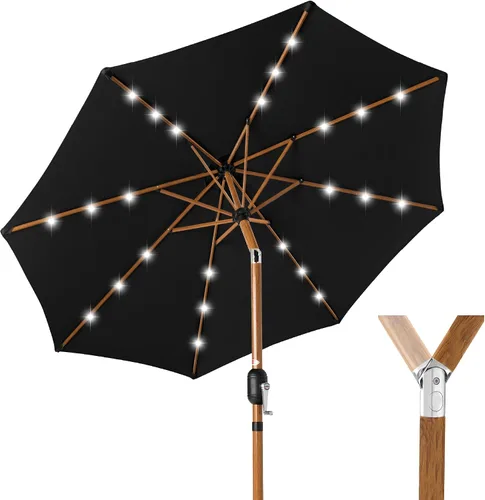 Vista 88 de Best Choice Products Sombrilla de Patio Solar de Poliéster con Luz LED de 10 pies con Ajuste de Inclinación y Tela Resistente a los Rayos UV - Gris