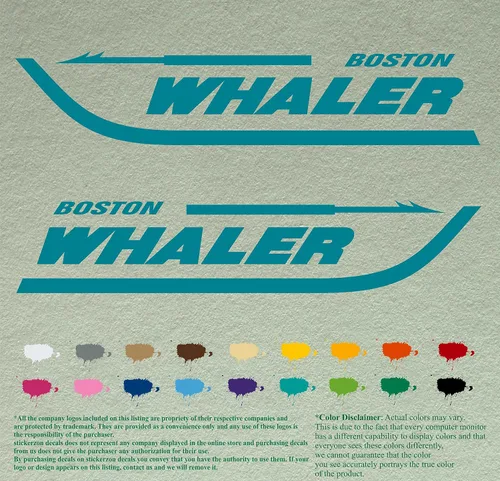 Vista 12 de Par de calcomanías Boston Whaler para barcos, calcomanías de vinilo, motor de barco, lote de 2, Negro 070