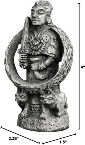 Vista 7 de Dryad Design Freya Figurine – Estatua pequeña de Freya con gatos – Diosa nórdica del amor y la guerra de 4 pulgadas de alto – Decoración de altar