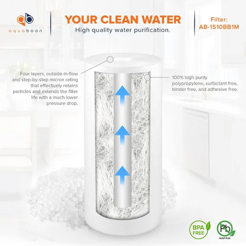 Vista 5 de Aquaboon Whole House - Filtro de agua de 1 micrón de 10 x 4.5 pulgadas contra sedimentos de repuesto compatible con DGD-5005, AP810, paquete de 2