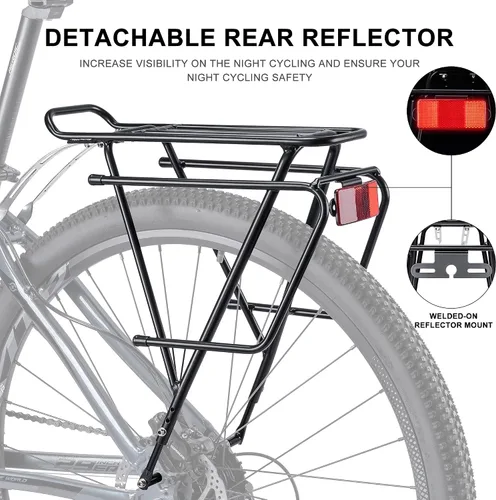 Vista 4 de CXWXC Portaequipajes trasero para bicicleta - Portaequipajes de carga para bicicleta para montaje de freno de disco/freno sin disco - Portaequipajes